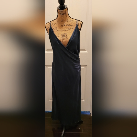 NWT Zara Satin Dress in Deep Green - Picture 13 of 14